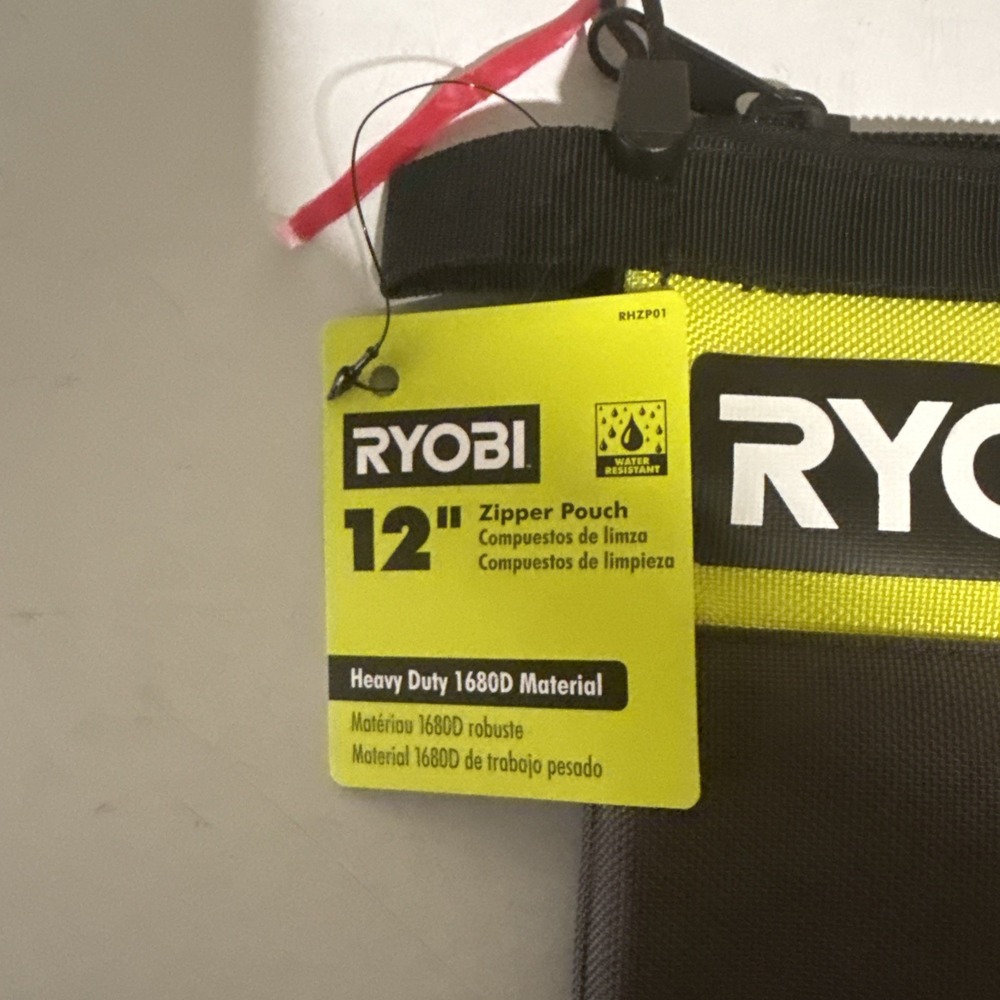 Ryobi Waterproof 12 In. Zipper Utility Pouch for Tools, Multi-Purpose Bag - Picture 2 of 3